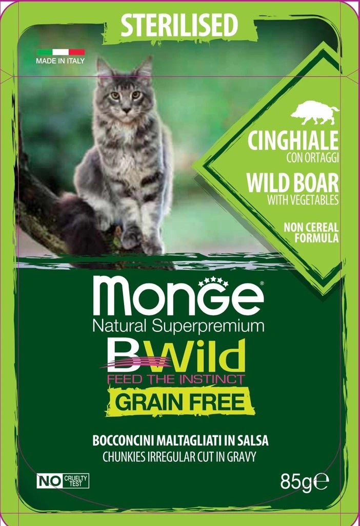 Gói 85g- Thức ăn cho mèo Pate Monge BWild