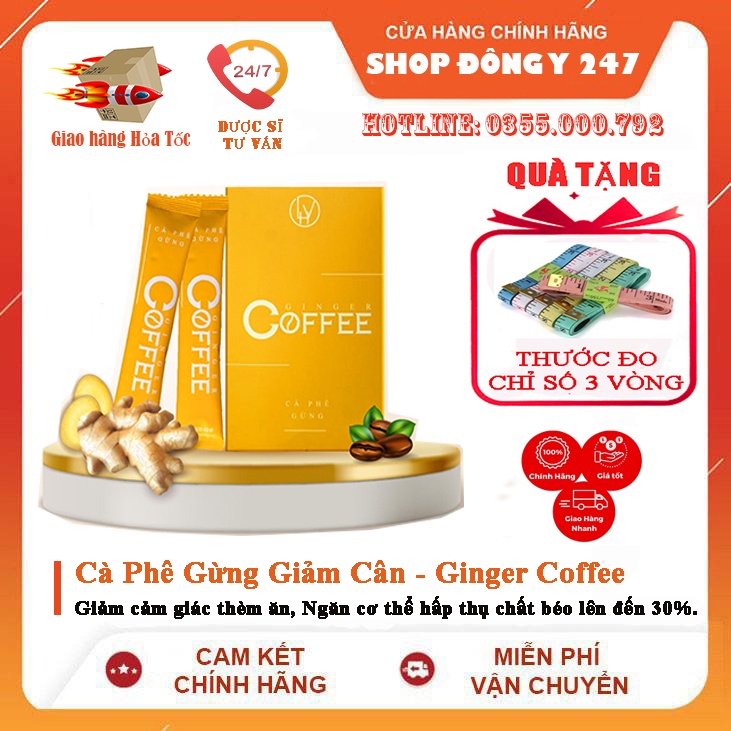 Cà Phê Gừng Giảm Cân - Ginger Coffee Chính Hãng - 1 Hộp 20 gói