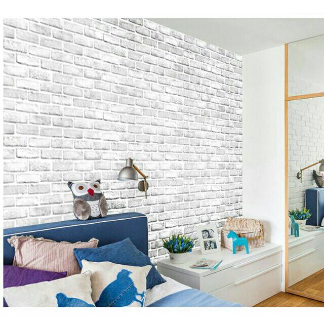 [HCM]Cuộn 5M decal giấy dán tường (có sẵn keo) - gạch xám khói 3D