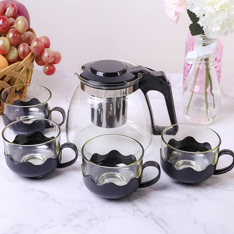 Bộ ấm chén uống trà Bộ ấm trà thuỷ tinh có Lưới Lọc Inox 304 - Bình PhaTrà, Cafe Glass Cao Cấp 1000ml