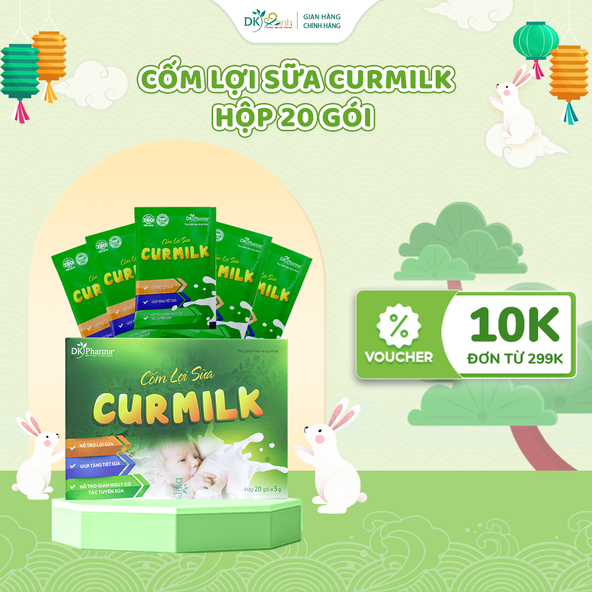 Cốm lợi sữa Curmilk - DK Pharma (hộp 20 gói)