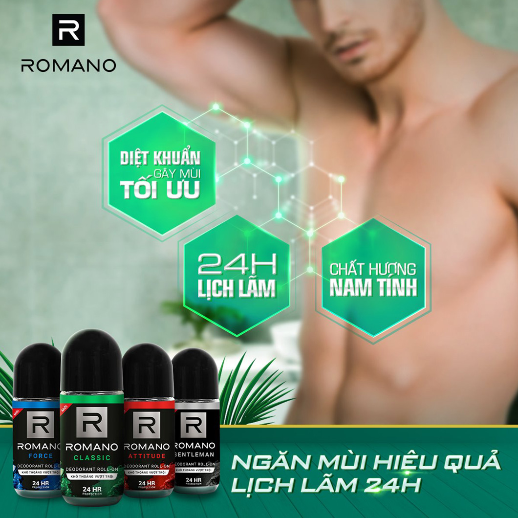 Lăn Khử Mùi Romano Classic 50ml (hongthamshopcom)-LKM78