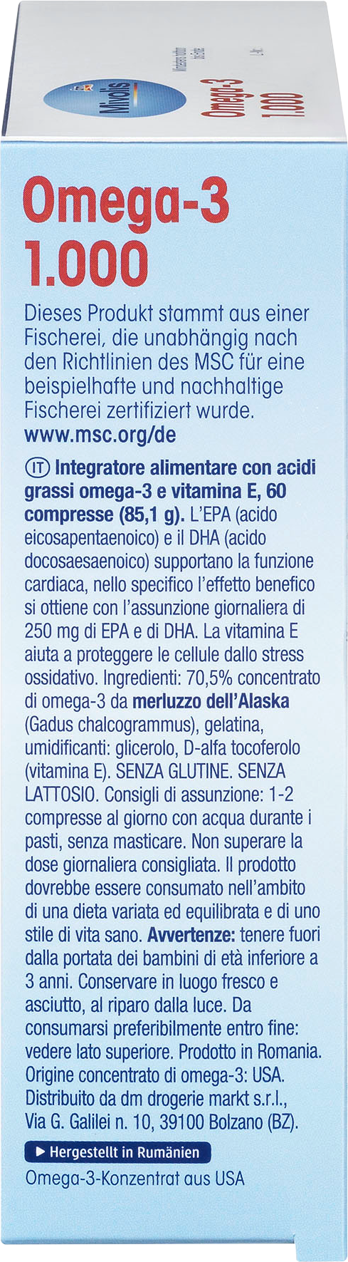 Dầu cá Omega 3 Mivolis - nội địa Đức - 60 viên-Mới