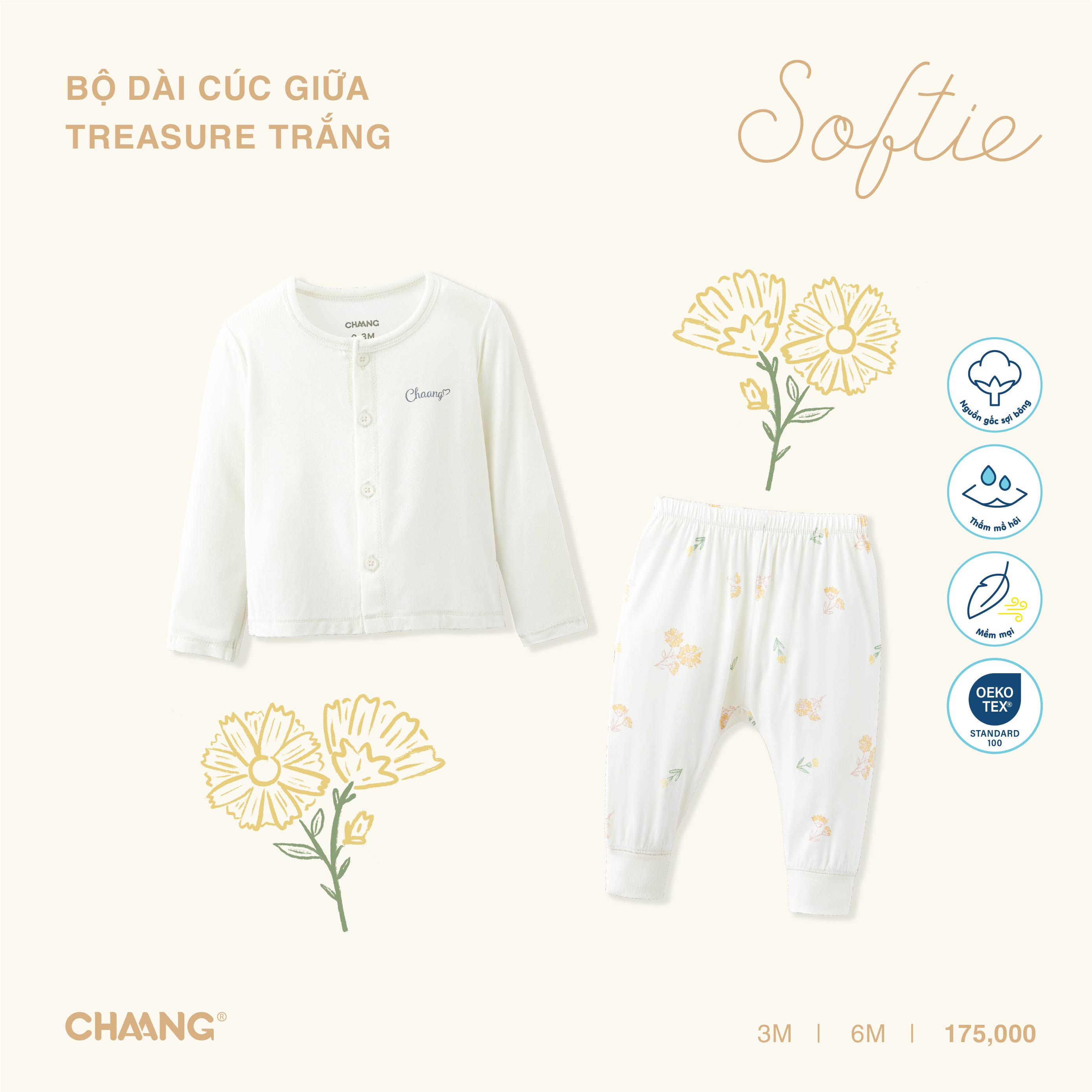 [CHAANG] Bộ quần áo dài cúc giữa Treasure Chaang