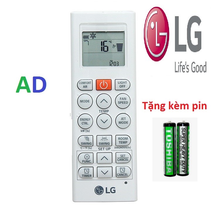 Điều khiển điều hòa LG Comfort AIR V13ENS, V10ENW, B10END, V10ENV, V13API, V13APH, V18ENF, V10APH, V10ENH, V13ENH, V10API -Tặng kèm pin - Remote LG - Remote máy lạnh Comfort AIR loại tốt thay thế khiển theo máy