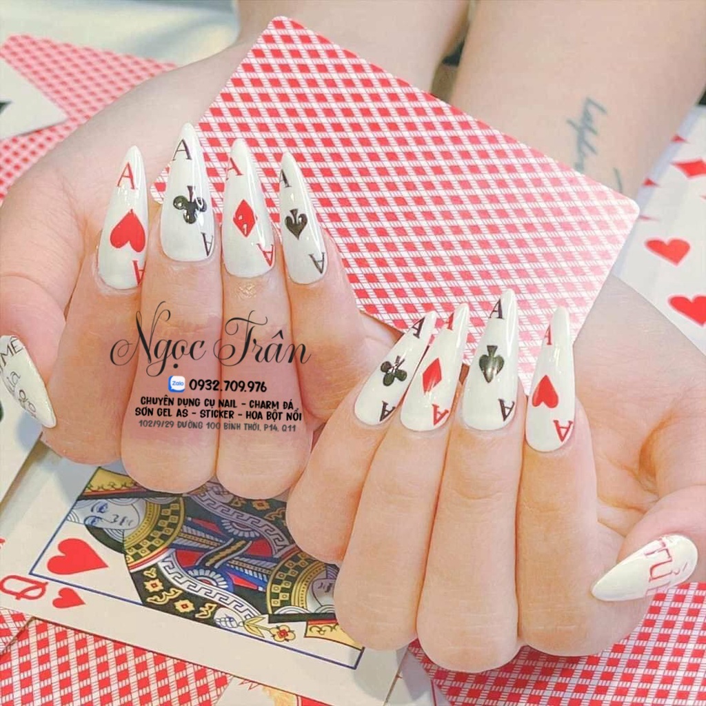 Sticker 3D - Hình Dán Móng Tay Bài Tây Rõ Ràng Sắc Nét