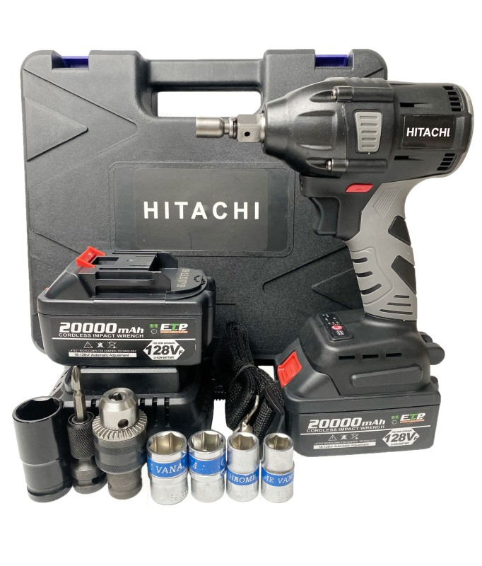 Máy siết bulong hitachi đầu đen 198v cao cấp - động cơ không chổi than - dung lượng pin khủng 168000mah