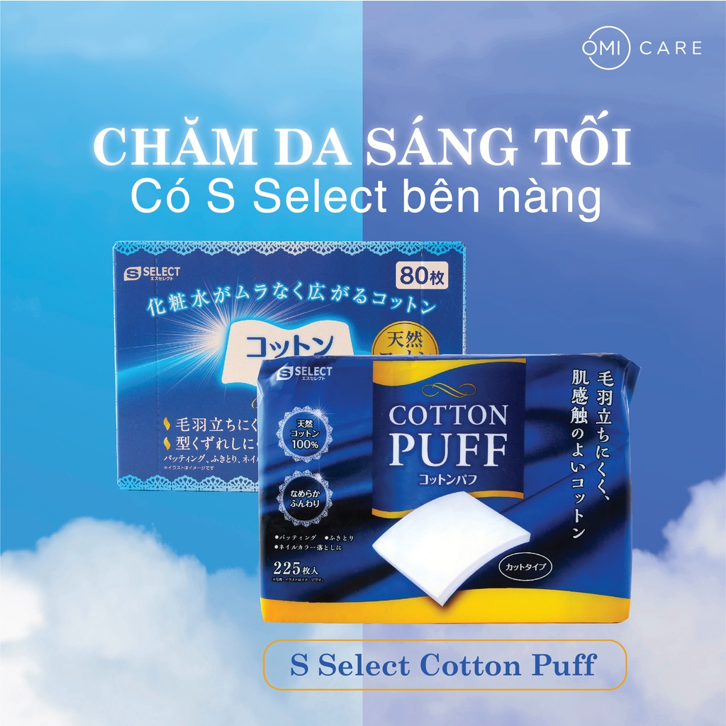 Bông Tẩy Trang S Select Nhật Bản 80 Miếng (Dạng Side-Sealed)