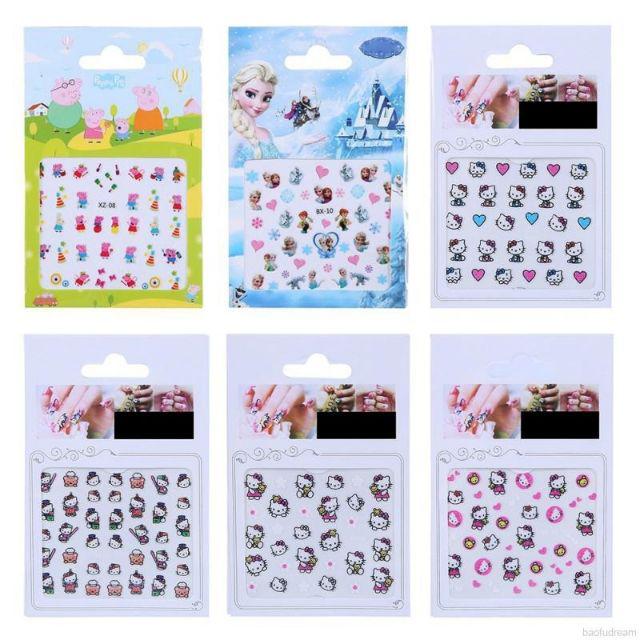 set 2 thẻ sticker, decal dán móng tay cho bé yêu