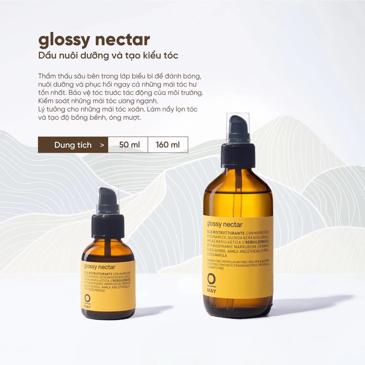 Tinh Dầu Phục Hồi Tái Tóc Oway Glossy Nectar 50ml  - 160ml