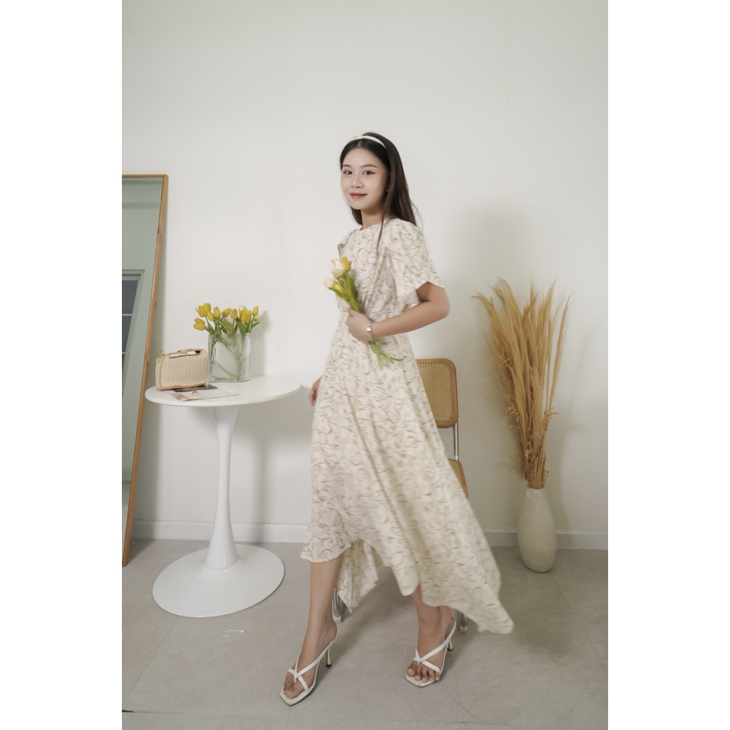 [4 HOẠ TIẾT|size S-XL] Đầm maxi lụa Mango Mát Mịn không nhăn, đuôi xoè, tay cánh hồng