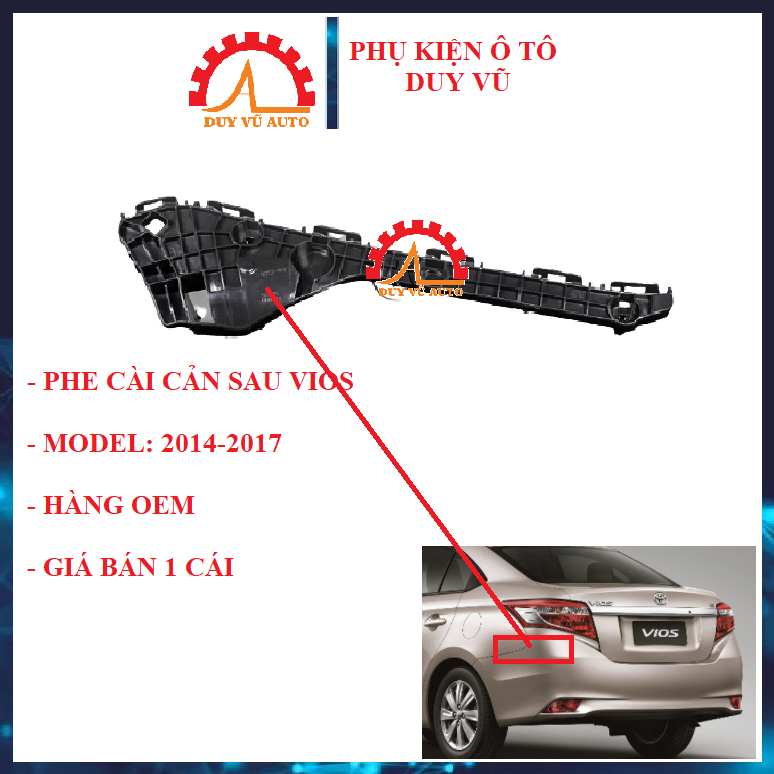 Phe cài cản sau toyota vios đời 2014 2015 2016 2017