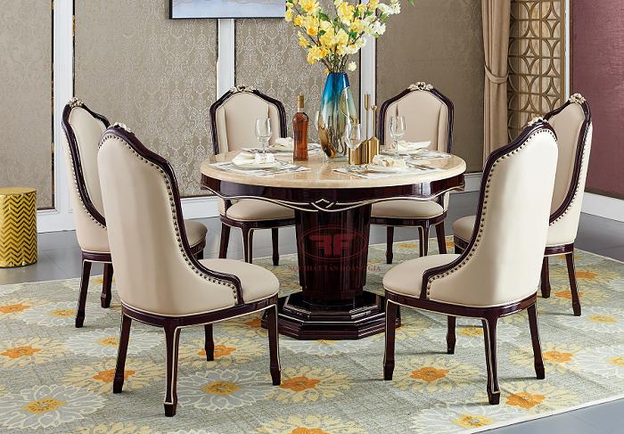 BÀN ĂN TRÒN MẶT ĐÁ TÂN CỔ ĐIỂN 2805LP-1M3