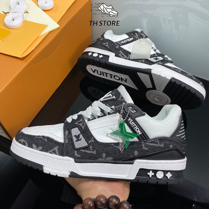 GIÀY L.V TRAINER SNEAKER WHITE BLACK LAI AU SC [ FULL BOX + FREE SHIP ] GIÀY TH