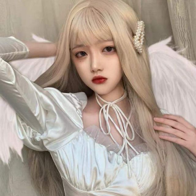 Tóc giả cả đầu ❤FREESHIP❤ Giảm 7k khi nhập [TOCGIA7K]-Tóc giả nguyên đầu thẳng vàng tây