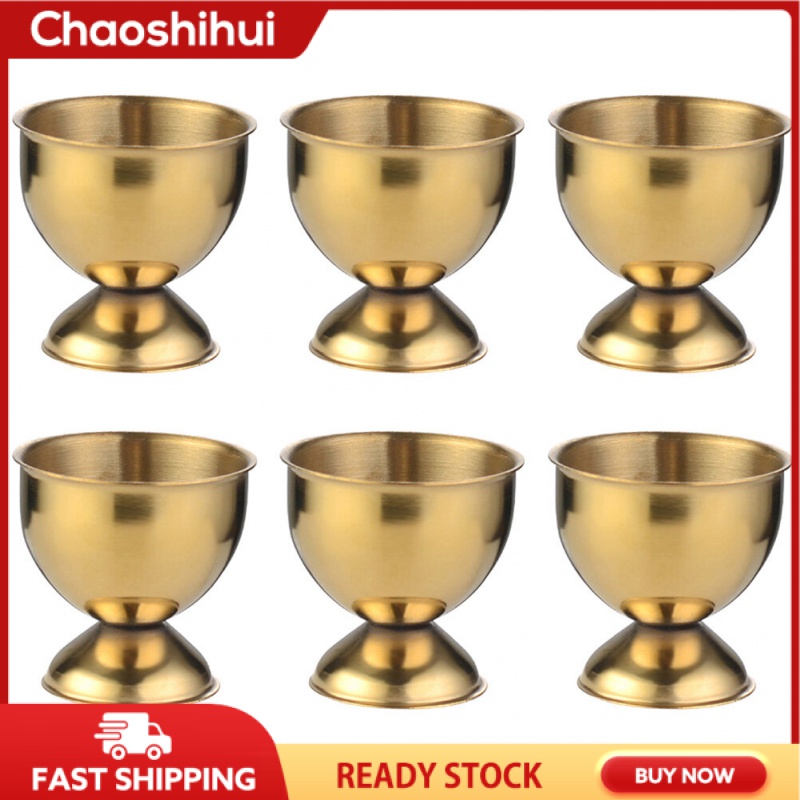 Chaoshihui 6pcs Stainless Steel Egg Holder Stands Egg Cups Creative Boiled Egg Cups for Hard Boiled Eggs Tabletop Cups Breakfast