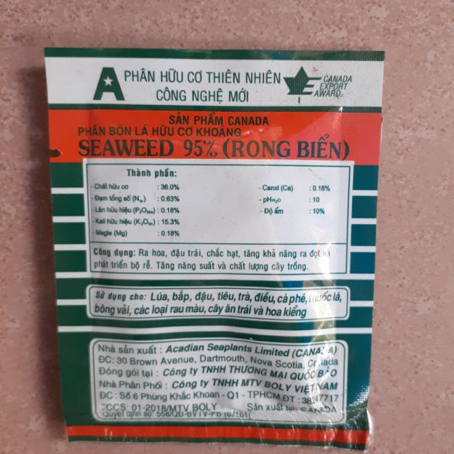 Phân bón rong biển SEAWEED hộp 10 hói