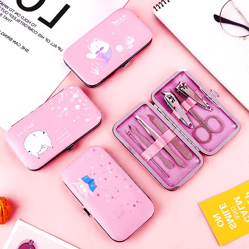 Tool Kit manicure 07 dish box leather cute-[bộ bấm móng bộ cắt móng hand đồ bấm móng dụng cụ take sóc móng dụng cụ làm elk Bo BAM to Bo Cat longs sleeve due to BAM expect capacity )