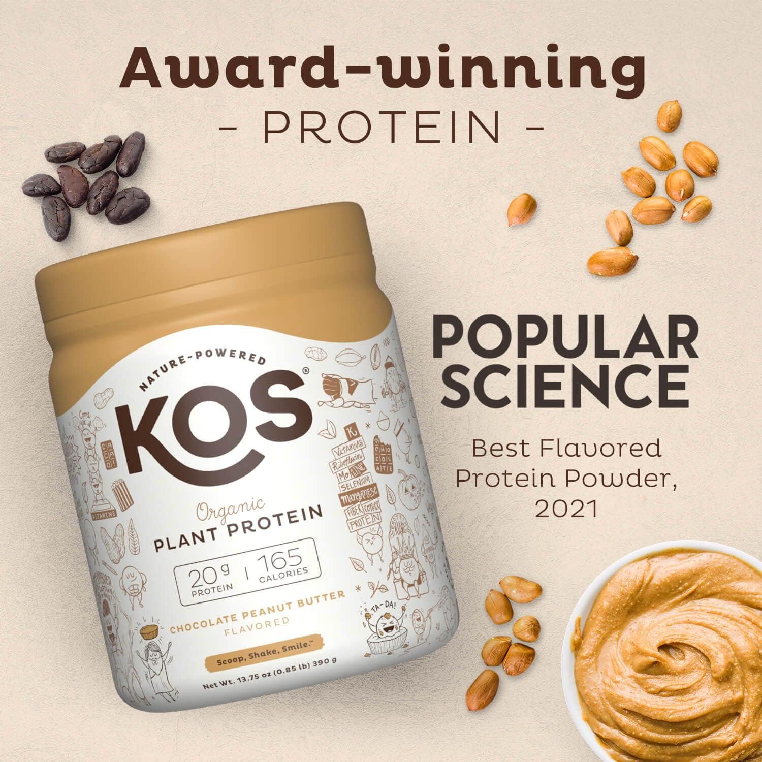 Bột KOS Chocolate Peanut Butter Protein Powder 390g