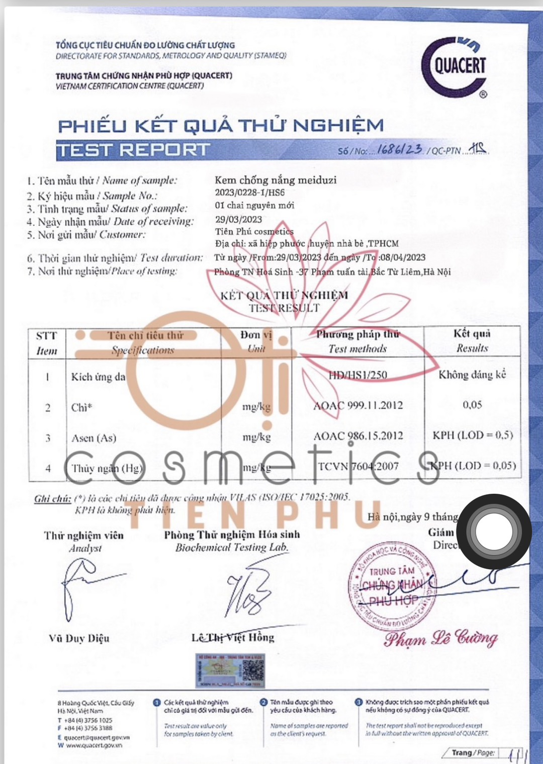 Kem chống meiduzi  tem BCA( check tem của BCA )