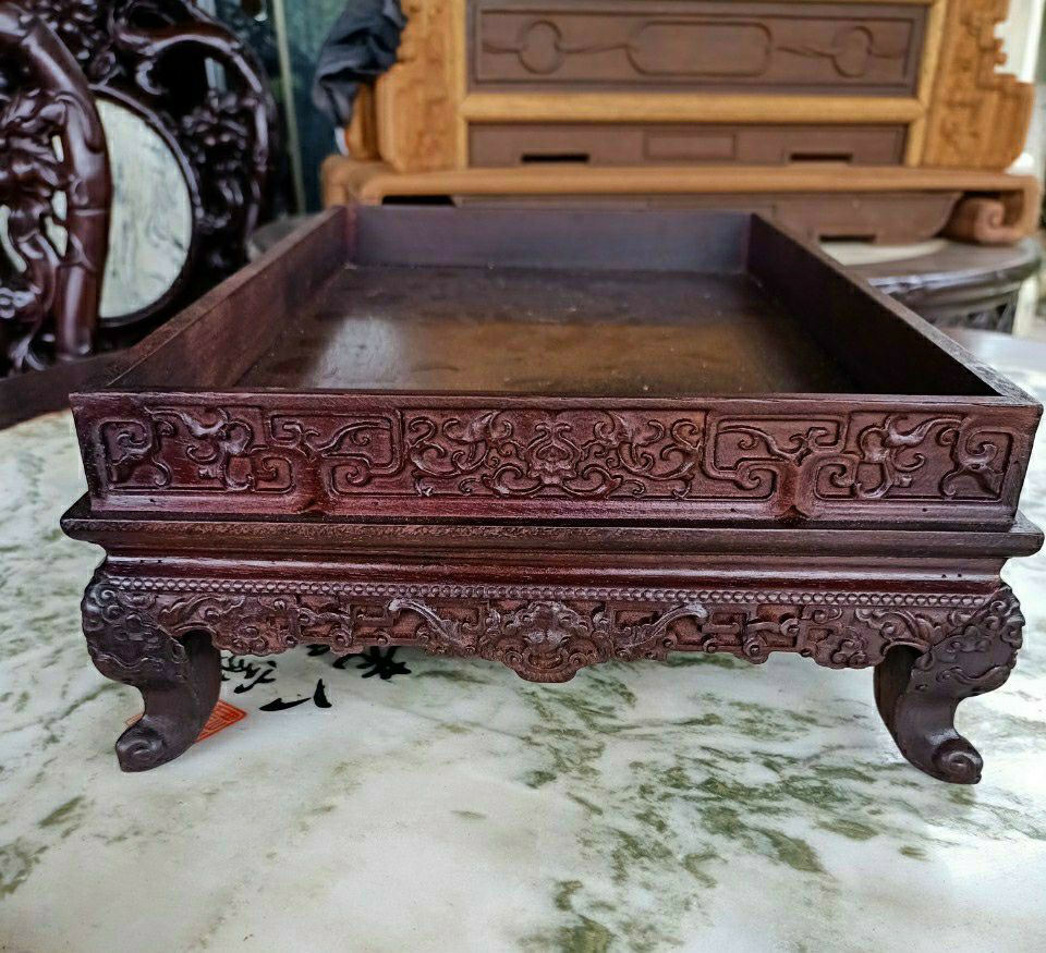 Khay trà hân quỳ gỗ gụ