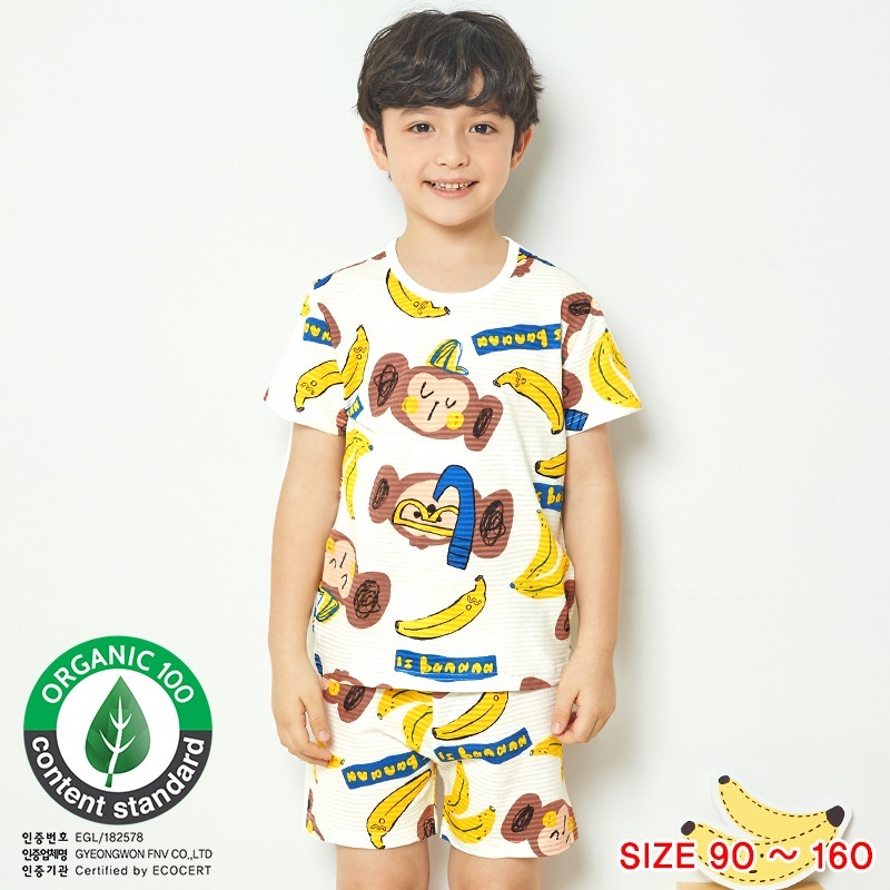 Đồ bộ ngắn tay mặc nhà cotton giấy cho bé trai U3019 - Unifriend Hàn Quốc, Cotton Organic