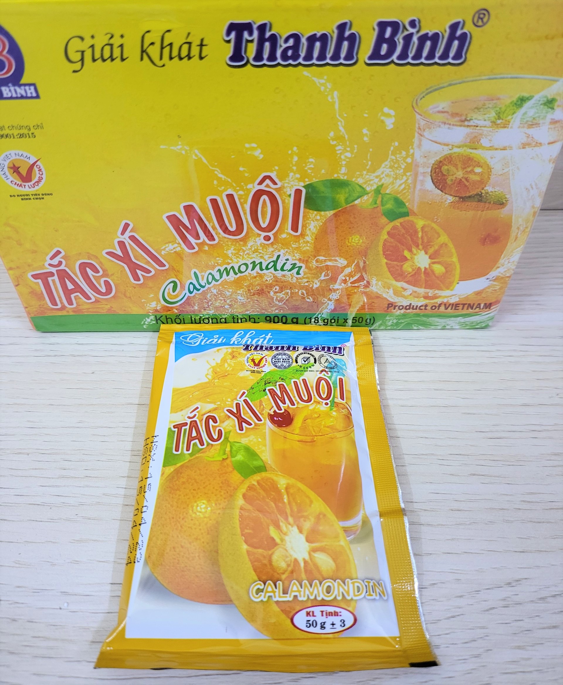 (TẮC HỘP GIẤY 900g / 18 gói) TẮC XÍ MUỘI GIẢI KHÁT THANH BÌNH Calamondin