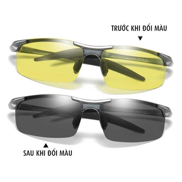 Giá bán Kính đổi màu đi ngày và đêm gọng nhôm magiê nhẹ, mắt kính polarized phân cực, chống UV - MK1903