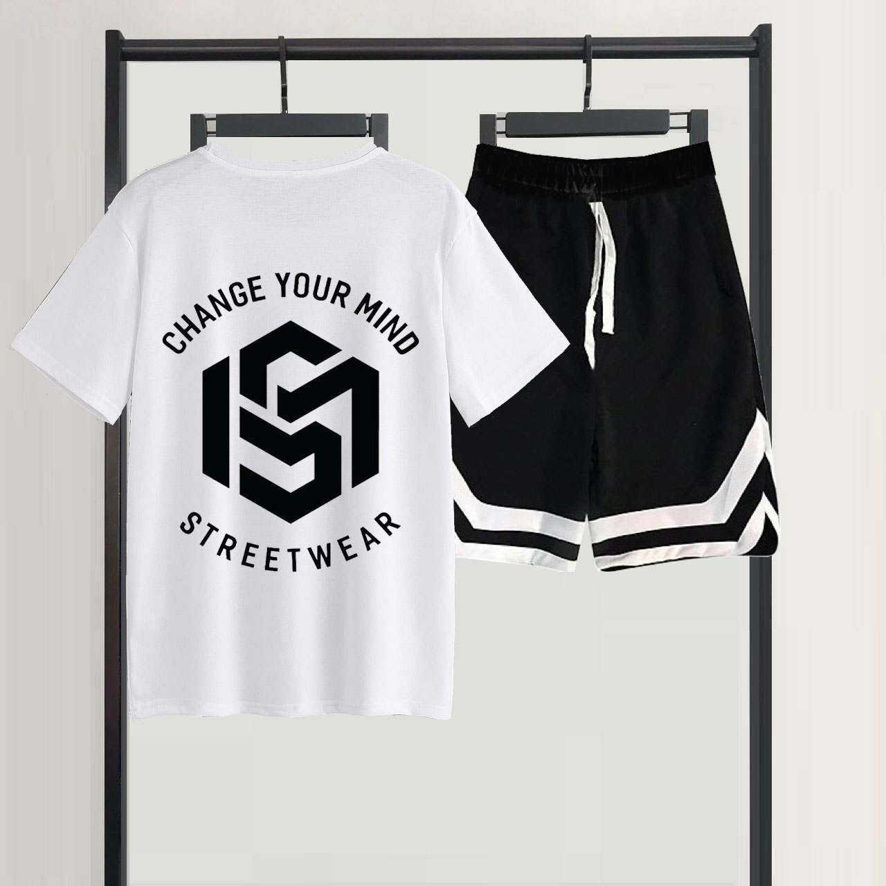 Sét Bộ Đùi Mùa Hè Ulzzang Nam Nữ Xinh Cute Mặc Đi Chơi Dạo Phố, Chất Liệu Áo Cotton Organic Ngắn Tay Cổ Tròn In 3D Hình Đẹp Kèm Quần Đùi Viền V Phong Cách