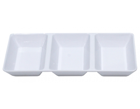 Chén Chấm Melamine Ba Ngăn Màu Trắng-C106