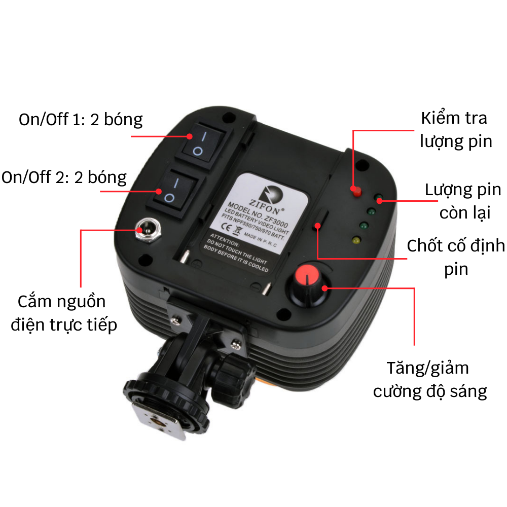 ĐÈN LED VIDEO ZIFON ZF3000 4 BÓNG SIÊU SÁNG