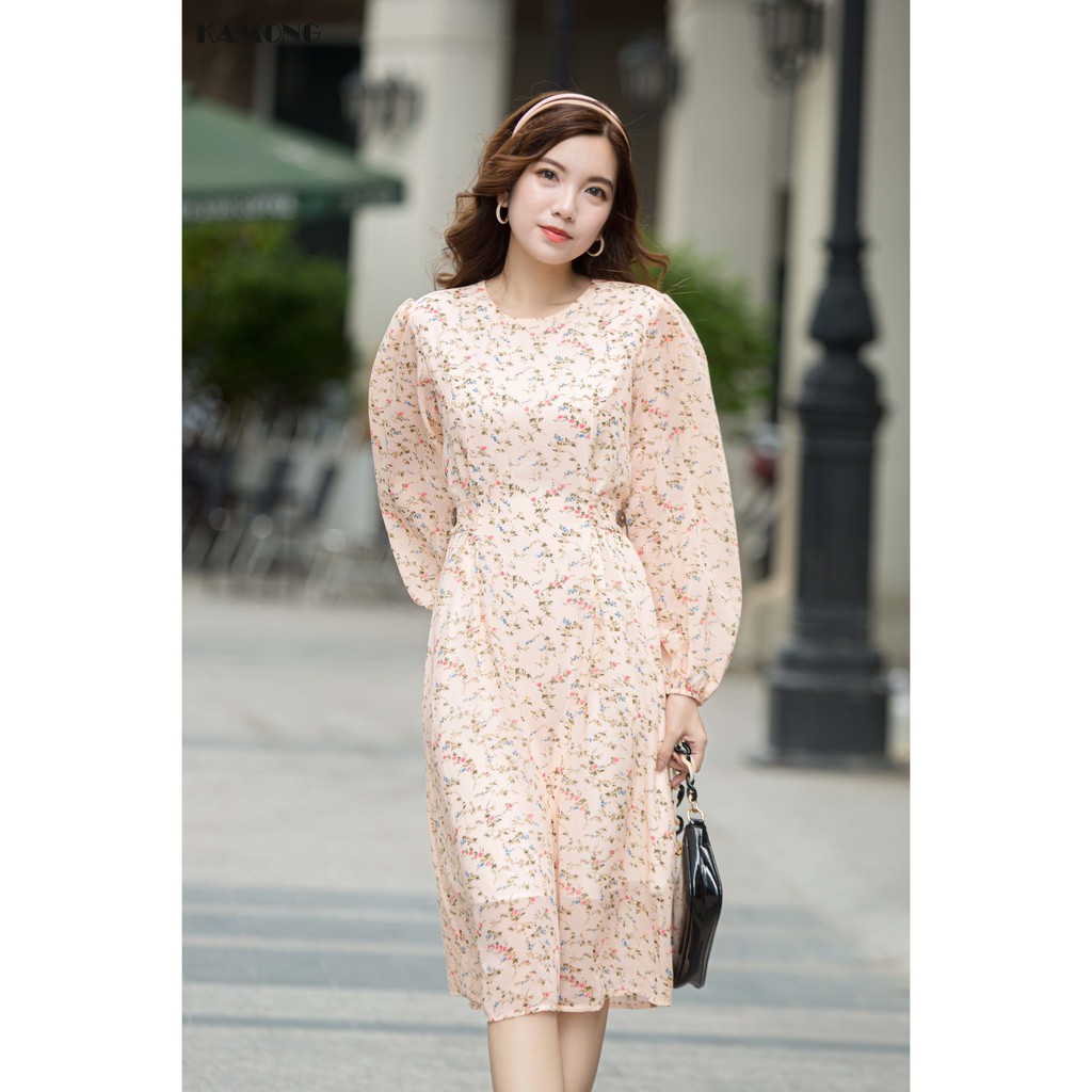Đầm Suông Hoa Nhí Thắt Nơ Kamong D127