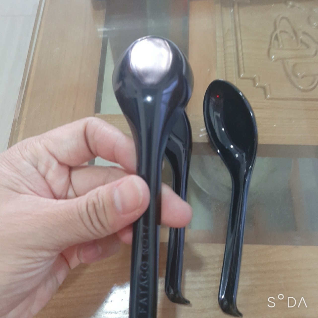 5 Cái Muỗng Cơm Melamine Màu Đen Cán Dài NO17N Cao Cấp