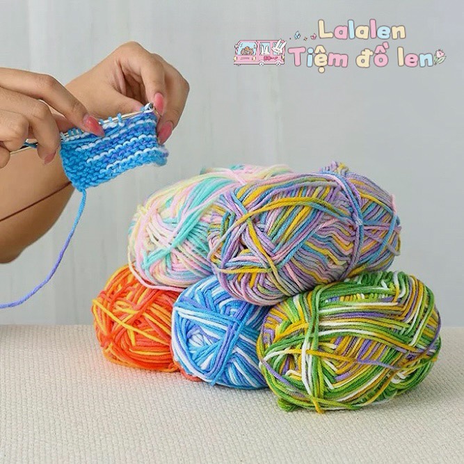 Len Milk Cotton Màu Loang Cuộn 50gr