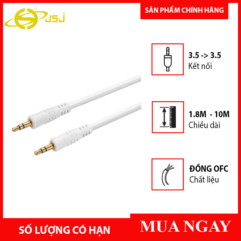[HCM]Dây Tín Hiệu 2 Đầu 3 Li (3.5mm) Dài 3m JSJ-6111