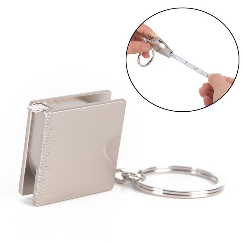 1 thước dây mini bằng thép không gỉ có móc khóa tiện dụng