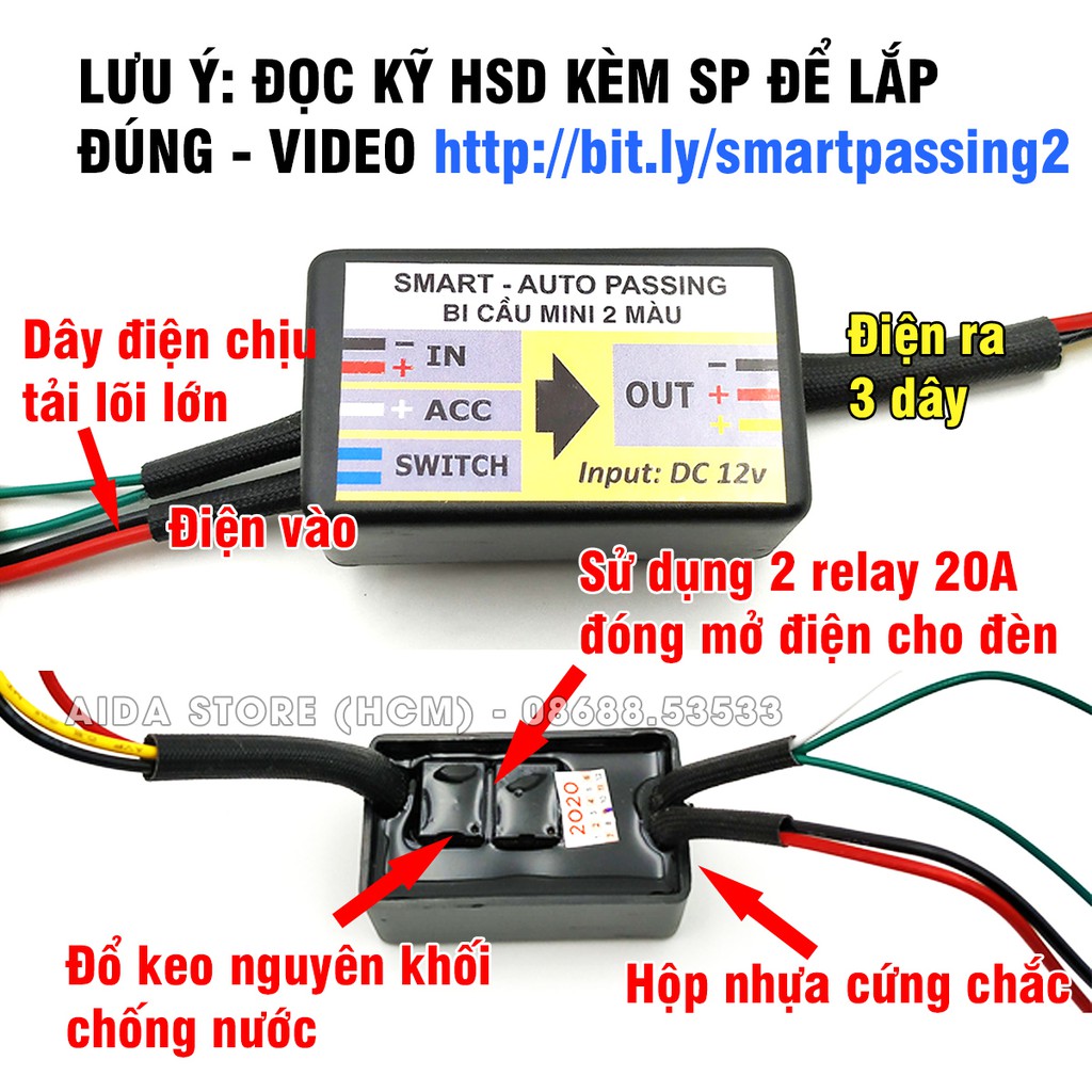 Mạch Passing Tự Động Cho Đèn Trợ Sáng Mini Bi Cầu Xe Máy – Auto Passing Nháy Đá Pha Cảnh Báo An Toàn