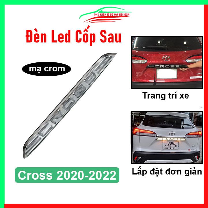 Đèn led cốp sau ô tô Toyota Cross 2020-2022 mạ crom chuẩn form, led trang trí tay mở cốp, chiếu sáng xe hơi cực đẹp