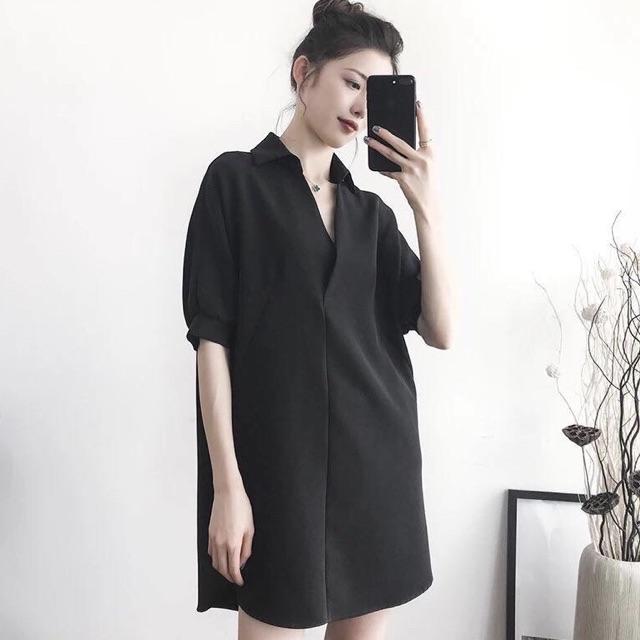 [HCM]Đầm sm đen cột eo - form to (kèm hình thật)