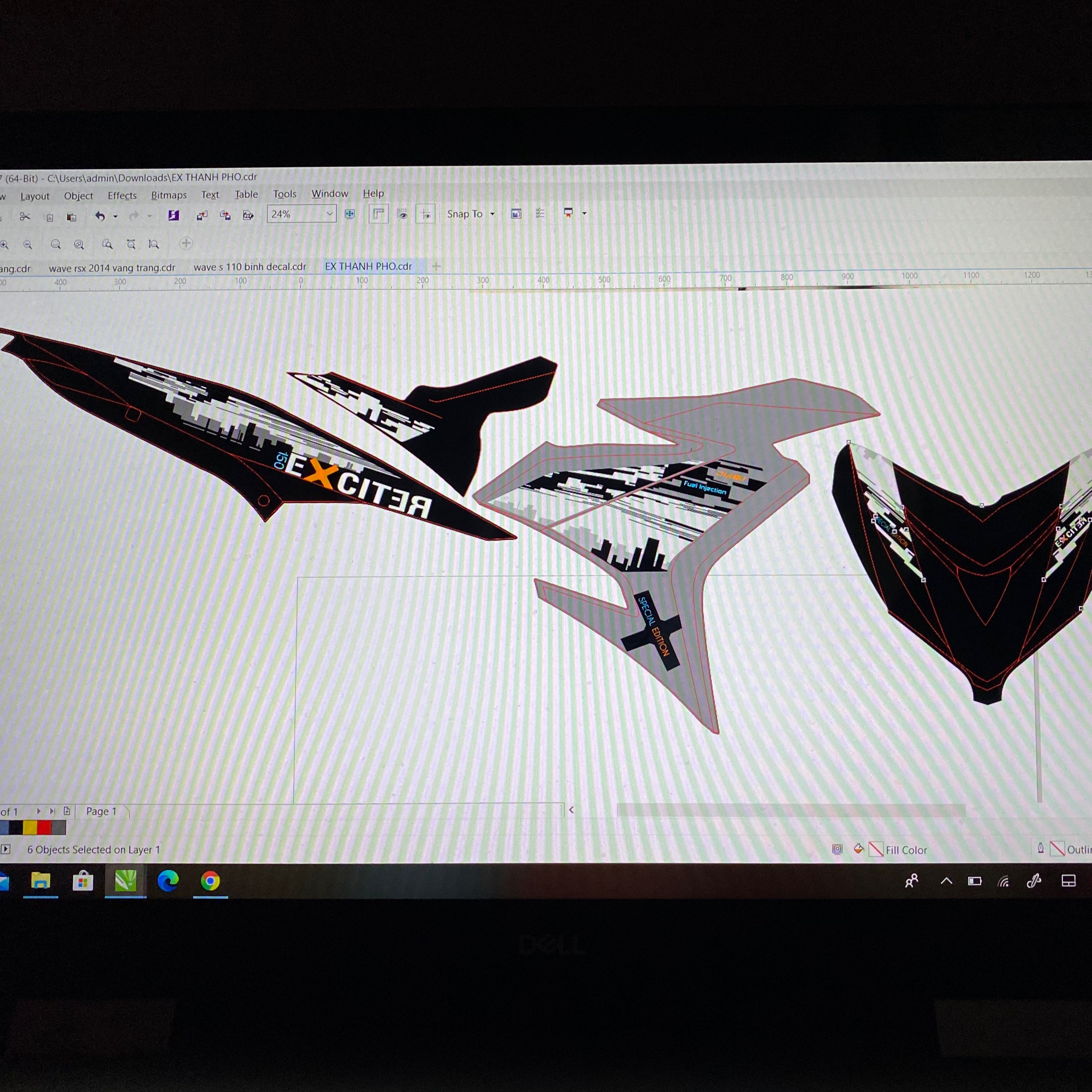 Tem rời exciter 150 thành phố đen xám