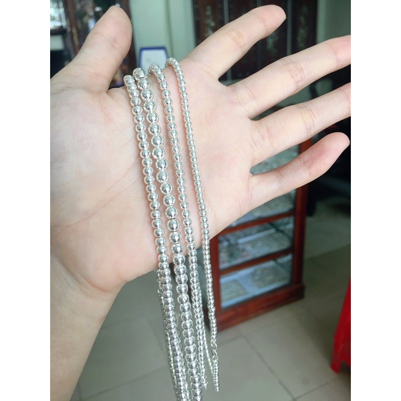 Dây chuyền bi bạc nhiều cỡ dành cho bé yêu chuẩn bạc ta