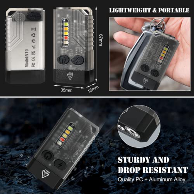Keychain Flashlight Flashlight LED 13 Light Modes 1000 High Lumen IPX4 Mini Flashlight