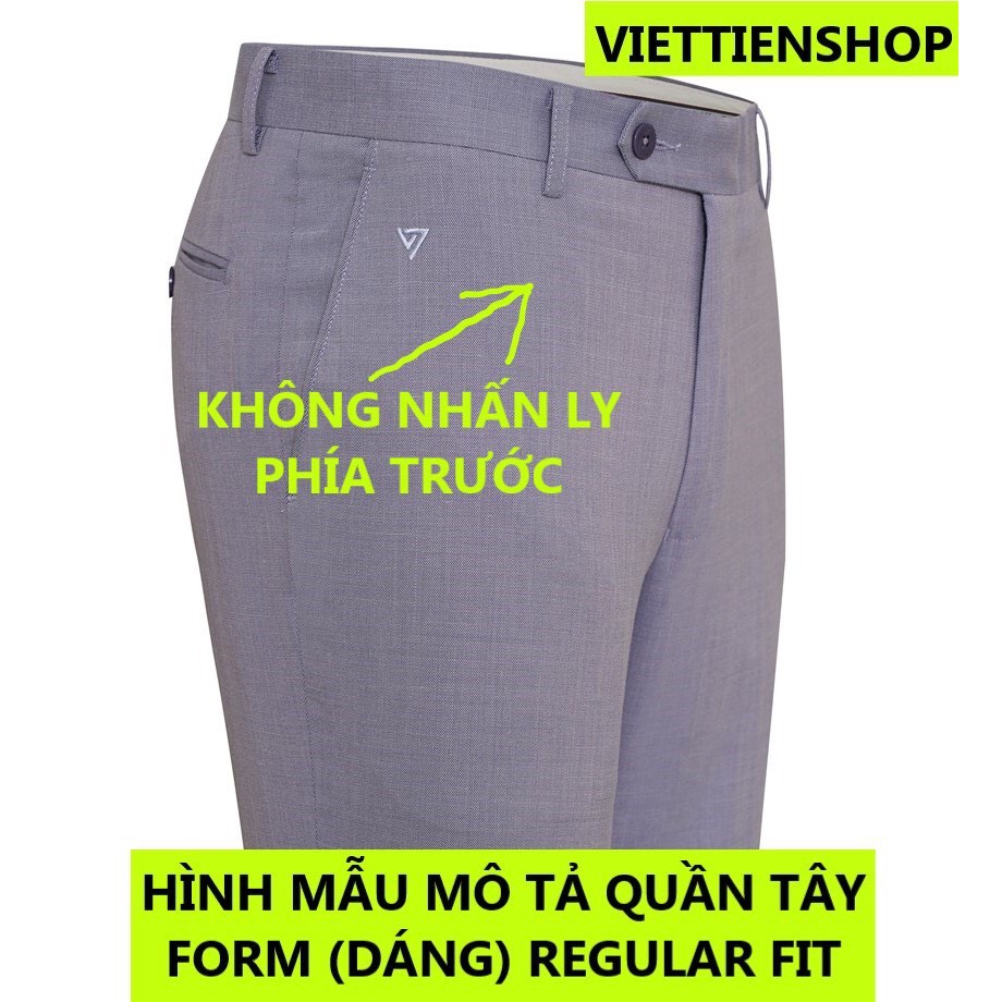 (XANH ĐEN TRƠN QTF) QUẦN TÂY VIỆT TIẾN KHÔNG LY (ÔM VỪA - REGULAR FIT)