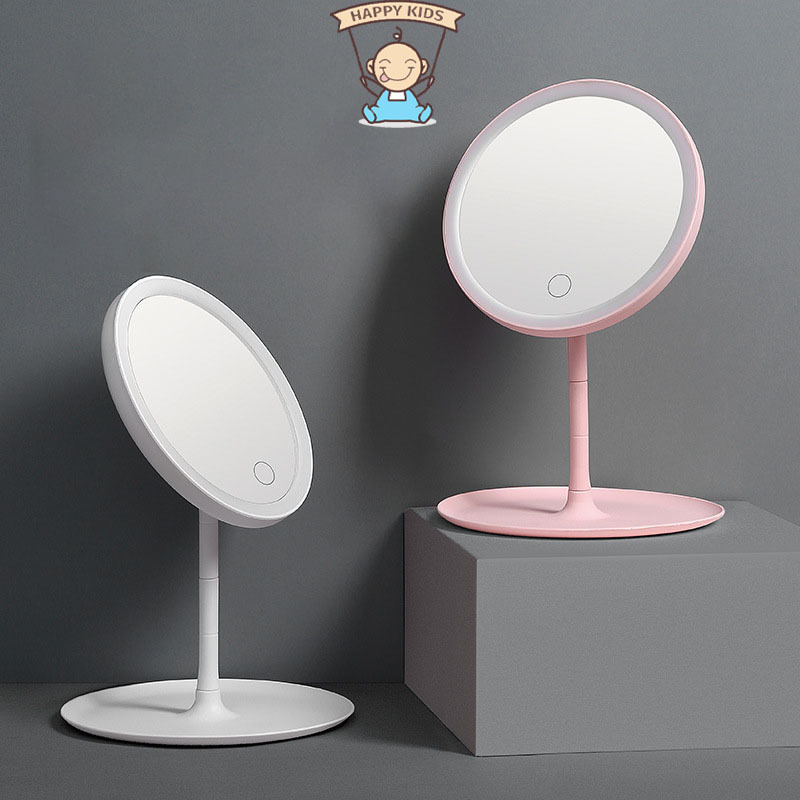 Gương trang điểm tròn để bàn có đèn LED, Gương trang điểm cảm ứng màn hình, Gương trang điểm cao cấp