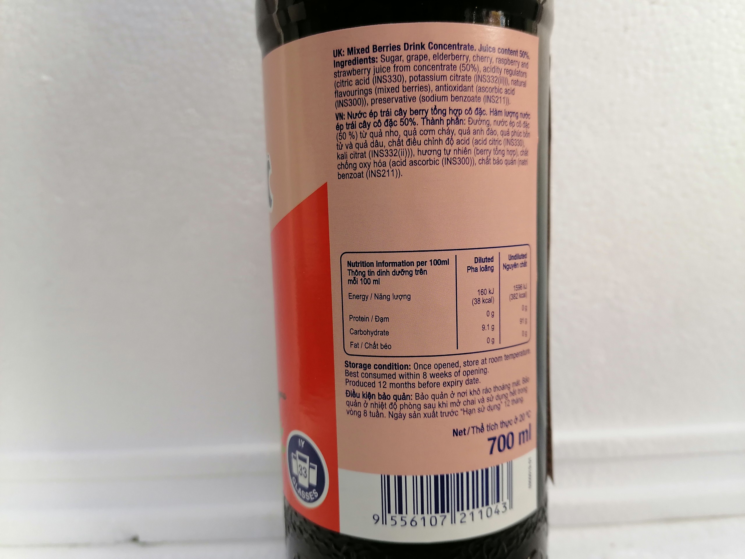 [Chai 700ml – MIXED BERRIES] NƯỚC ÉP TRÁI CÂY CÔ ĐẶC [Malaysia] SUNQUICK Fruity and Refreshing (halal)