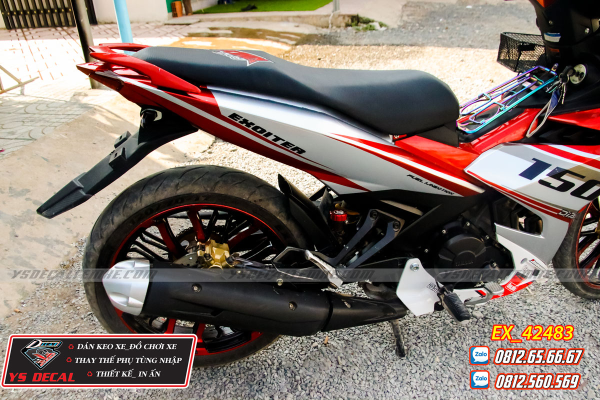Tem trùm cao cấp candy Exciter 150 đỏ bạc đen