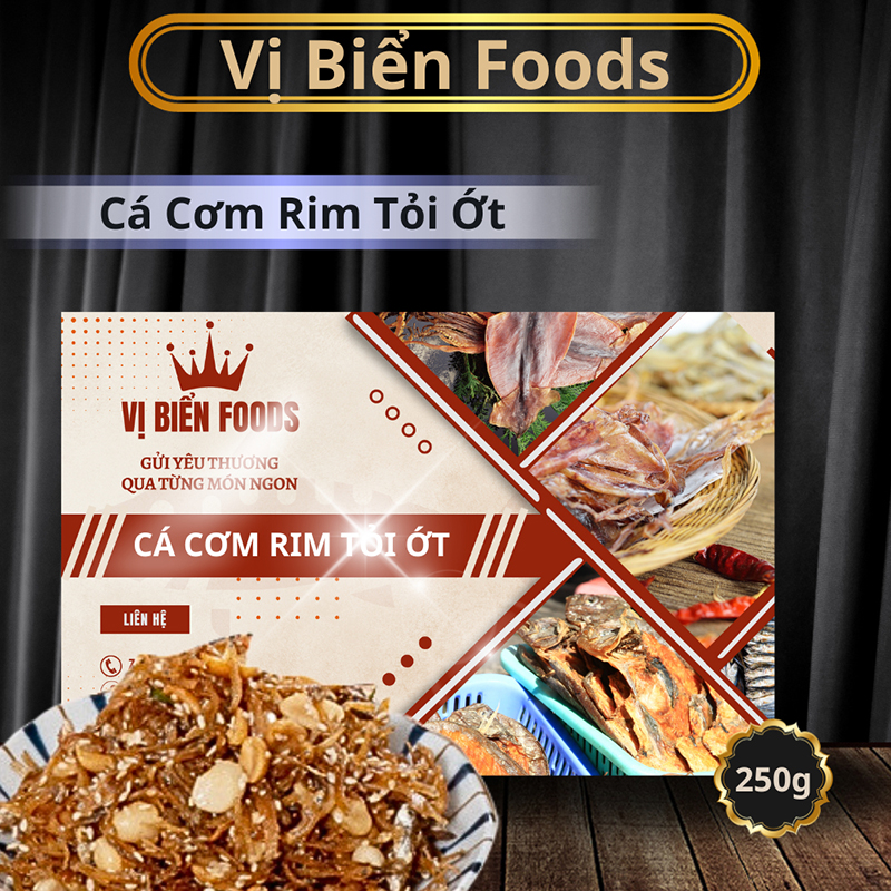 Cá cơm rim tỏi ớt Vị Biển 250gr hút chân không Quà Tặng Xuất Ngoại, cá cơm ăn liền, cá cơm rim mặn ngọt tỏi ớt thơm ngon, cá cơm ăn vặt, khô cá cơm tẩm vị, cá cơm sấy giòn rim tỏi ớt