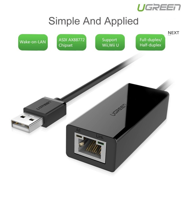 Bộ chuyển đổi USB 2.0 ra LAN Ugreen 20254 tốc độ 10/100Mbps