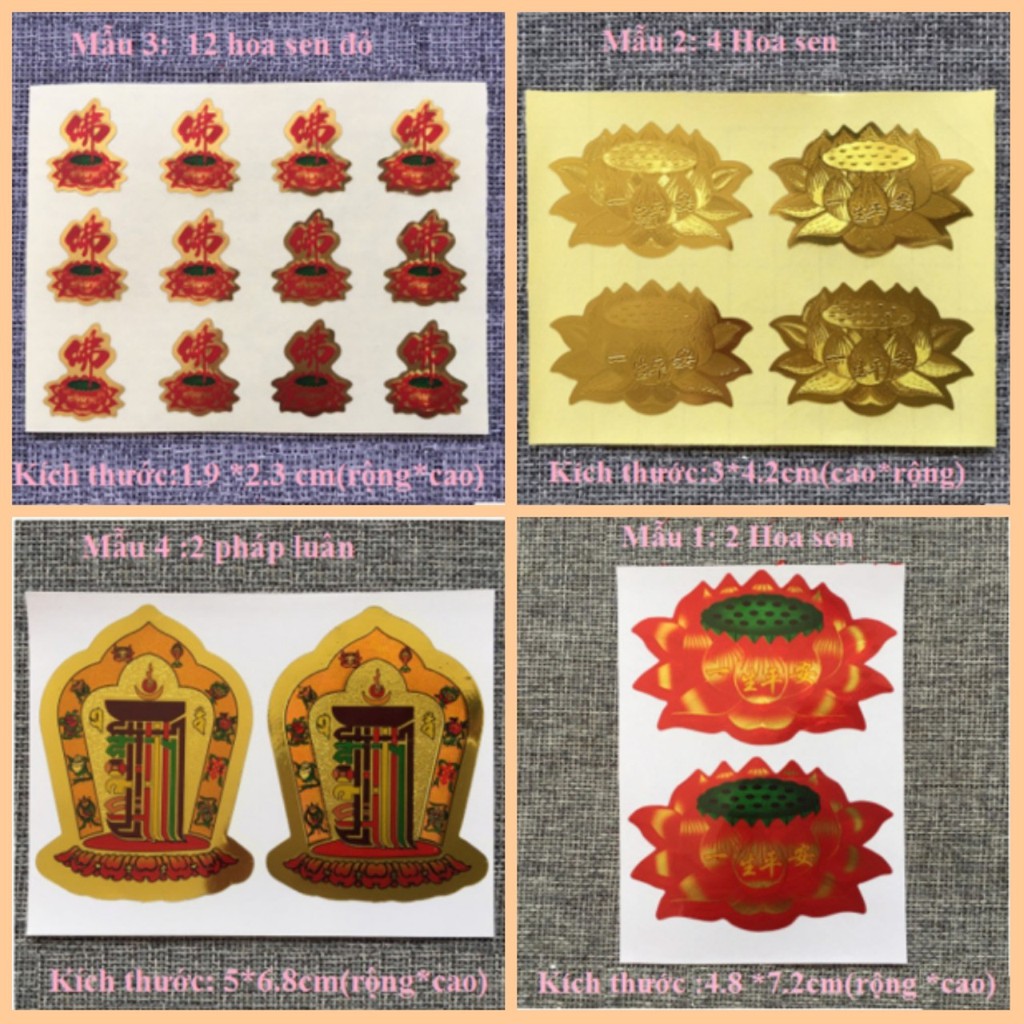 Miếng dán,Tem decal Phật giáo(4 mẫu)