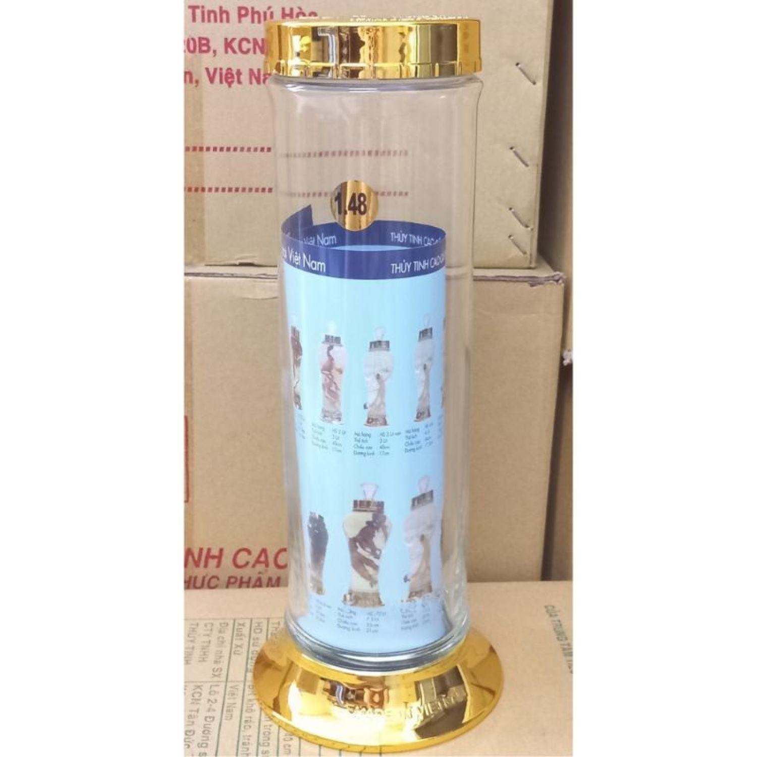 bình ngâm rượυ sâm thủy tinh PHÚ HÒA 1,48 lít